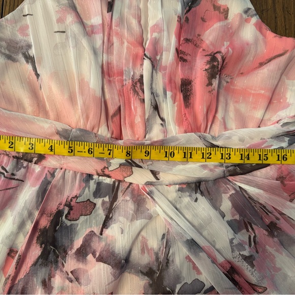 R & M Richard’s Watercolor Floral Sleeveless Maxi Dress Pink/gray EUC  Size 14W - Picture 10 of 12
